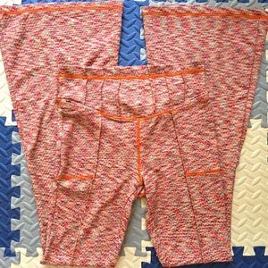 Free People‎ Movement On It Flare Leggings Yoga Pants Knit High Rise Orange